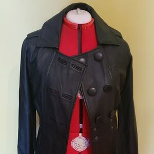 Mike & Chris Black Leather Women's Coat